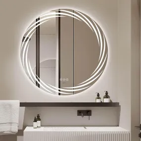 Quality Glass Round LED Mirror for Bathroom - 24 x 24 Inch with Back Light, Touch Sensor, and 3 Light Effects LED 17
