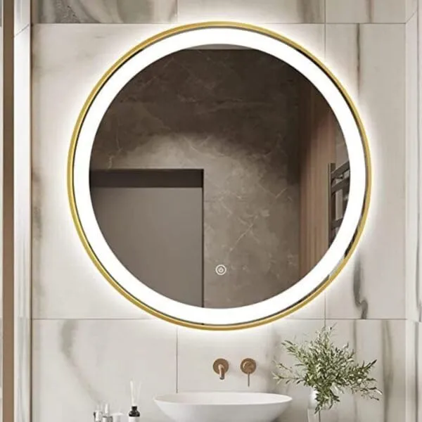 Quality Glass Round LED Mirror for Bathroom - 24 x 24 Inch with Back Light, Touch Sensor, and 3 Light Effects LED 34