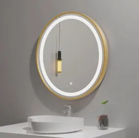 Quality Glass Round LED Mirror for Bathroom - 24 x 24 Inch with Back Light, Touch Sensor, and 3 Light Effects LED 34