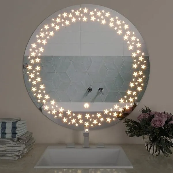 Quality Glass Round LED Mirror for Bathroom - 24 x 24 Inch with Back Light, Touch Sensor, and 3 Light Effects LED 52