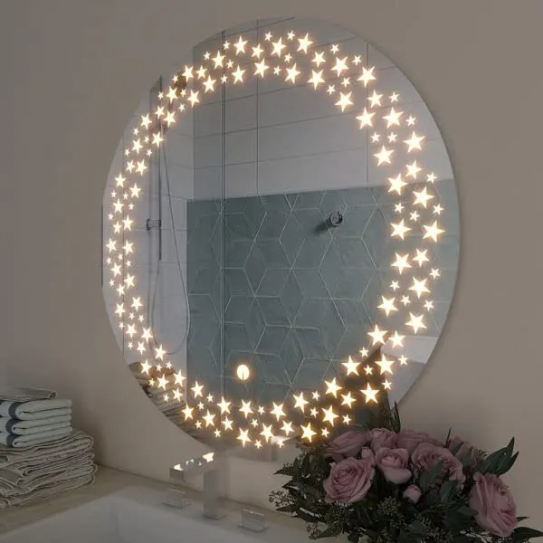 Quality Glass Round LED Mirror for Bathroom - 24 x 24 Inch with Back Light, Touch Sensor, and 3 Light Effects LED 52