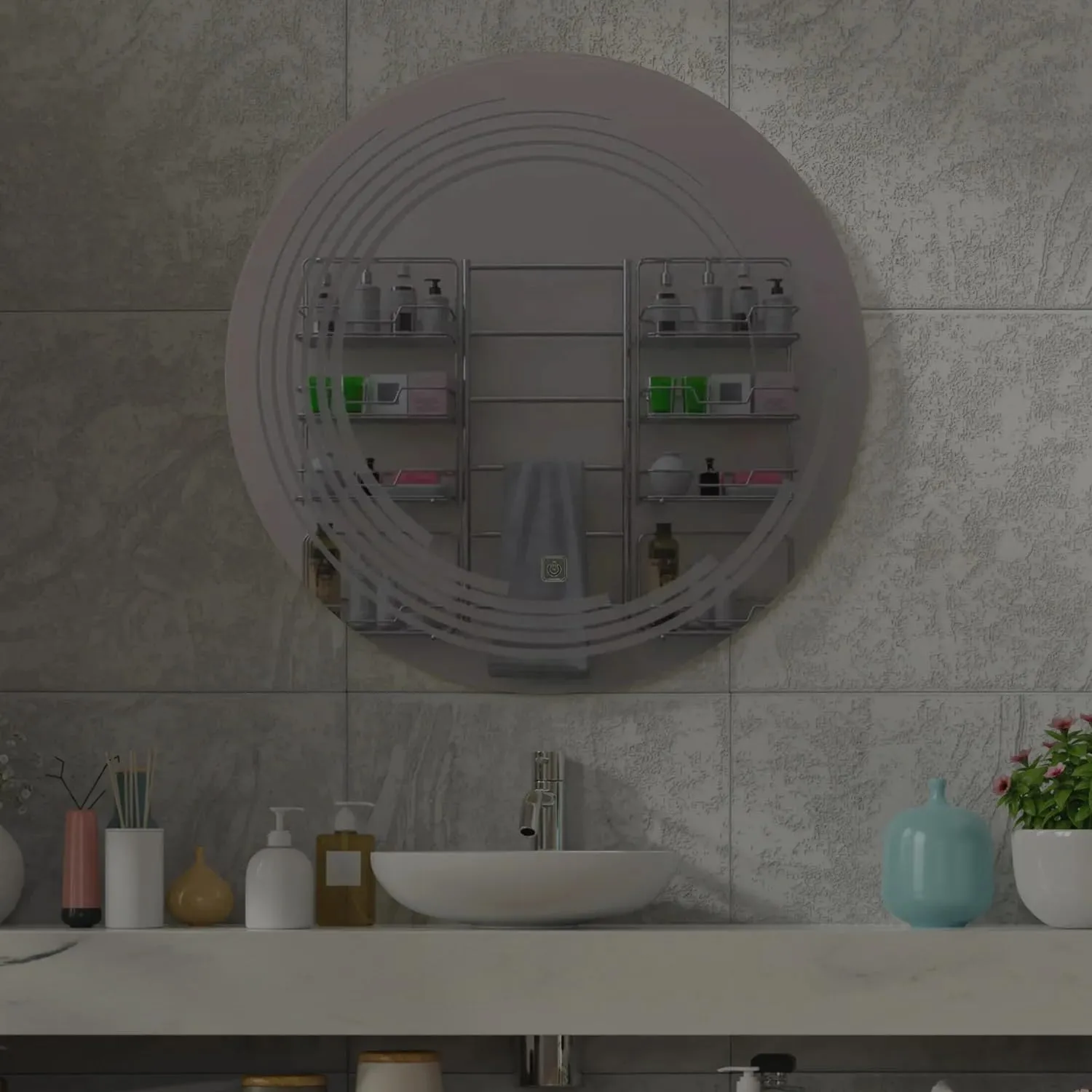 Quality Glass Round LED Mirror for Bathroom - 24 x 24 Inch with Back Light, Touch Sensor, and 3 Light Effects LED 56