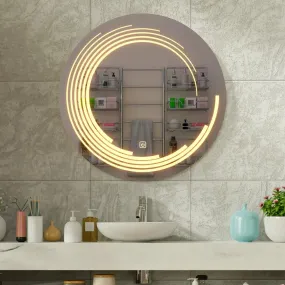 Quality Glass Round LED Mirror for Bathroom - 24 x 24 Inch with Back Light, Touch Sensor, and 3 Light Effects LED 56