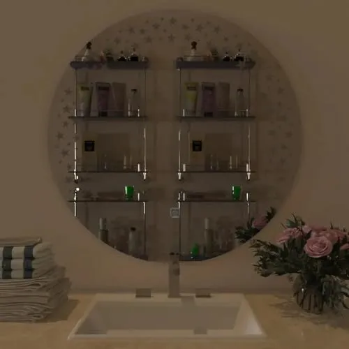 Quality Glass Round LED Mirror for Bathroom - 24 x 24 Inch with Back Light, Touch Sensor, and 3 Light Effects LED 58