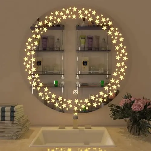 Quality Glass Round LED Mirror for Bathroom - 24 x 24 Inch with Back Light, Touch Sensor, and 3 Light Effects LED 58