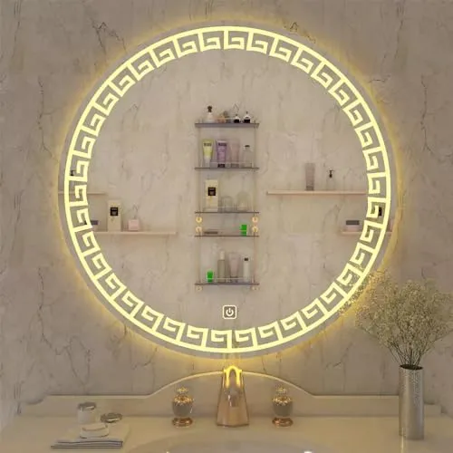 Quality Glass Round LED Mirror for Bathroom - 24 x 24 Inch with Back Light, Touch Sensor, and 3 Light Effects LED 60