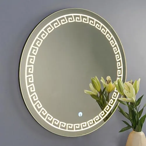 Quality Glass Round LED Mirror for Bathroom - 24 x 24 Inch with Back Light, Touch Sensor, and 3 Light Effects LED 60