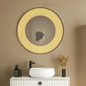 Quality Glass Round LED Mirror for Bathroom - 24 x 24 Inch with Back Light, Touch Sensor, and 3 Light Effects LED 63