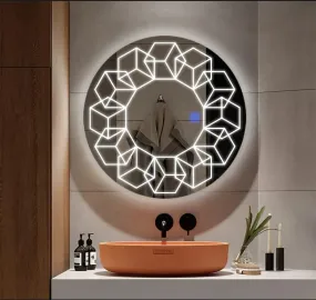 Quality Glass Round LED Mirror for Bathroom - 24 x 24 Inch with Back Light, Touch Sensor, and 3 Light Effects LED 68