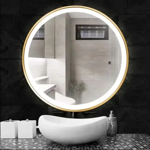 Quality Glass Round LED Mirror for Bathroom - 24 x 24 Inch with Back Light, Touch Sensor, and 3 Light Effects LED 75
