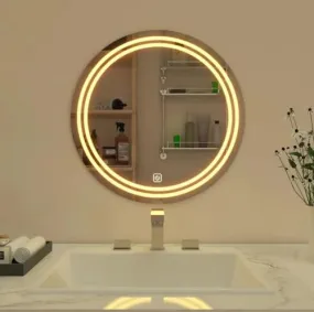 Quality Glass Round LED Mirror for Bathroom - 24 x 24 Inch with Back Light, Touch Sensor, and 3 Light Effects LED 80