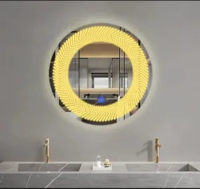 Quality Glass Round LED Mirror for Bathroom - 24 x 24 Inch with Back Light, Touch Sensor, and 3 Light Effects LED 95