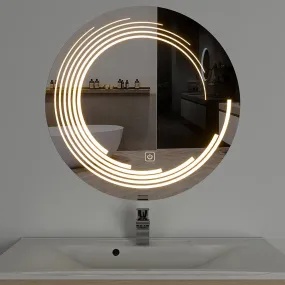 Quality Glass Round LED Mirror for Bathroom - 24 x 24 Inch with Back Light, Touch Sensor, and 3 Light Effects