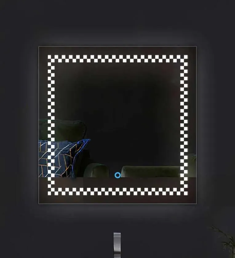 Quality Glass Square LED Mirror for Bathroom - 18 x 24 Inch with Back Light, Touch Sensor, and 3 Light Effects LED 25