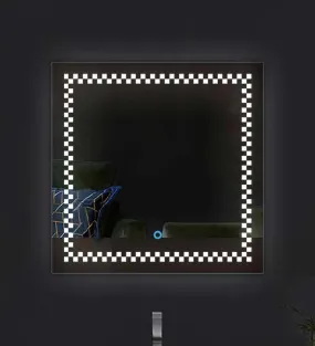 Quality Glass Square LED Mirror for Bathroom - 18 x 24 Inch with Back Light, Touch Sensor, and 3 Light Effects LED 25