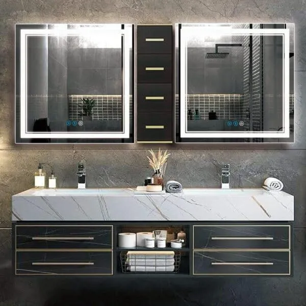 Quality Glass Square LED Mirror for Bathroom - 18 x 24 Inch with Back Light, Touch Sensor, and 3 Light Effects LED 35