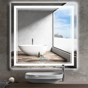 Quality Glass Square LED Mirror for Bathroom - 18 x 24 Inch with Back Light, Touch Sensor, and 3 Light Effects LED 35