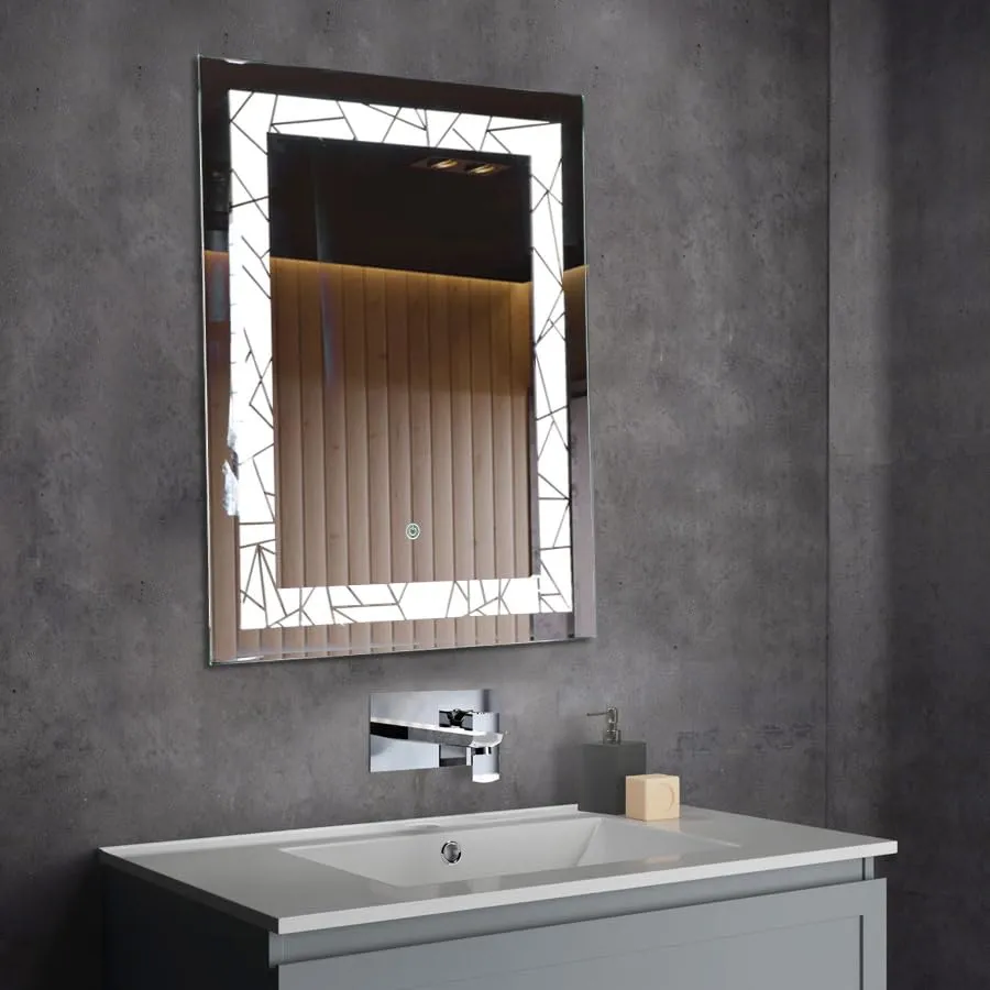 Quality Glass Tinitalo Rectangular LED Mirror for Bathroom - 18 x 24 Inch with Back Light and Touch Sensor with 3 Light Effects