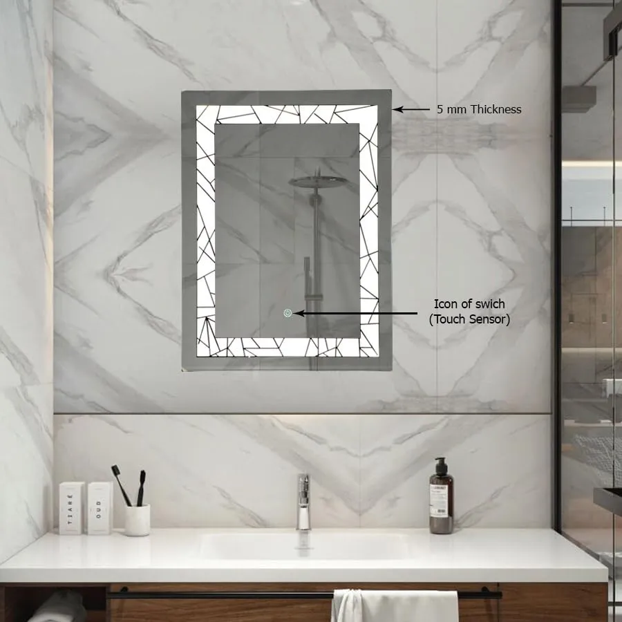 Quality Glass Tinitalo Rectangular LED Mirror for Bathroom - 18 x 24 Inch with Back Light and Touch Sensor with 3 Light Effects