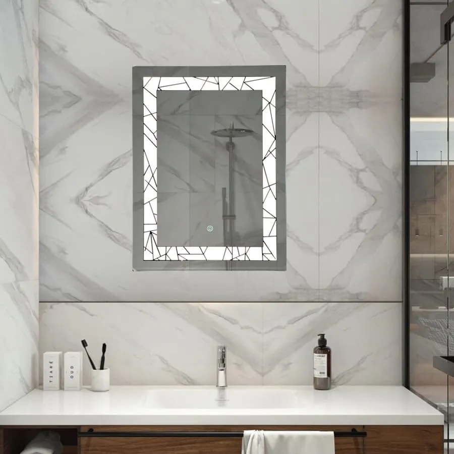 Quality Glass Tinitalo Rectangular LED Mirror for Bathroom - 18 x 24 Inch with Back Light and Touch Sensor with 3 Light Effects