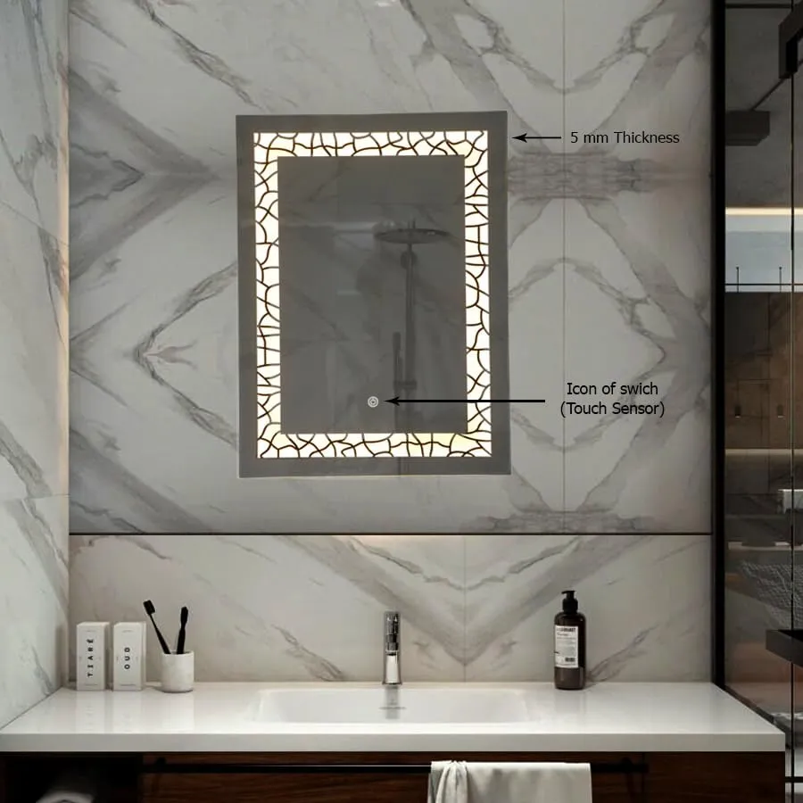 Quality Glass Tinitalo Rectangular LED Mirror for Bathroom with Back Light, Imported Touch Sensor   Dimmer, White Light, Cool Day Light, Warm Light, Total 3 Light Effects 18 X 24 Inch