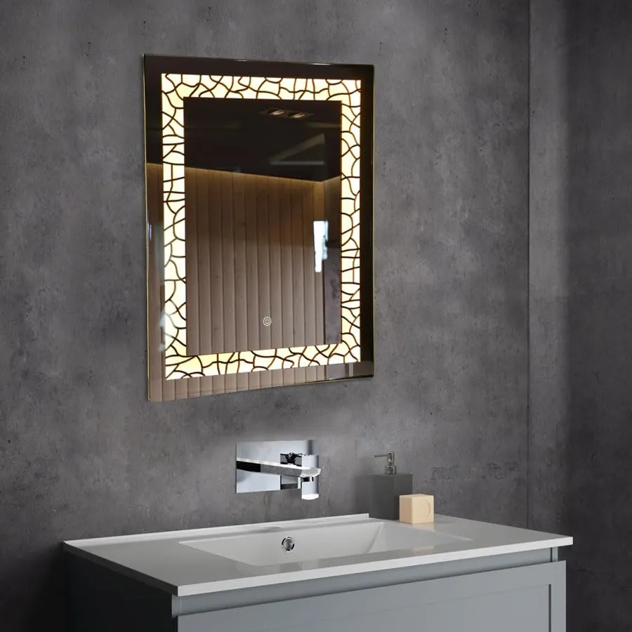 Quality Glass Tinitalo Rectangular LED Mirror for Bathroom with Back Light, Imported Touch Sensor   Dimmer, White Light, Cool Day Light, Warm Light, Total 3 Light Effects 18 X 24 Inch