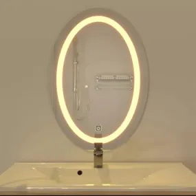 Quality Oval LED Mirror for Bathroom - 18 x 24 Inch with Back Light, Touch Sensor, and 3 Light Effects LED 83