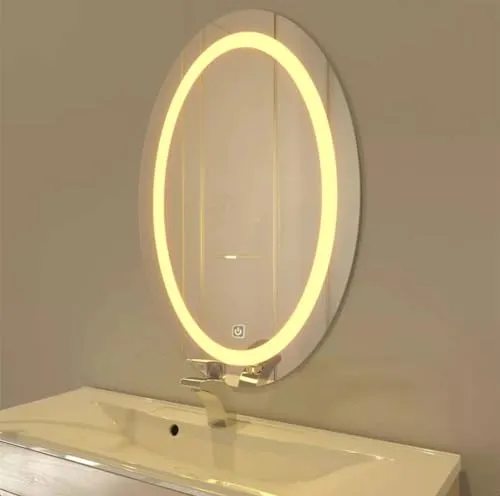 Quality Oval LED Mirror for Bathroom - 18 x 24 Inch with Back Light, Touch Sensor, and 3 Light Effects LED 83