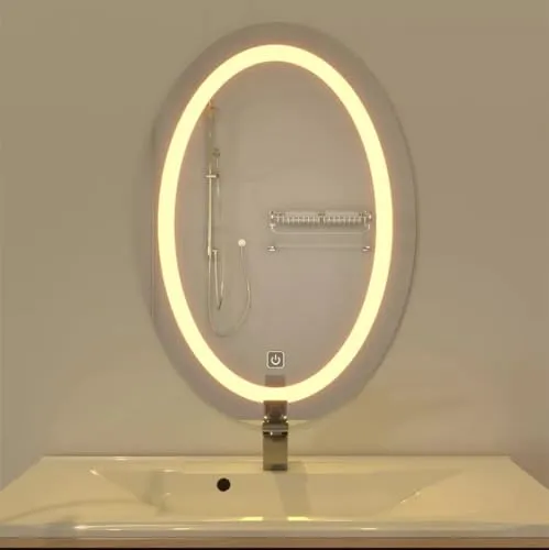 Quality Oval LED Mirror for Bathroom - 18 x 24 Inch with Back Light, Touch Sensor, and 3 Light Effects LED 83