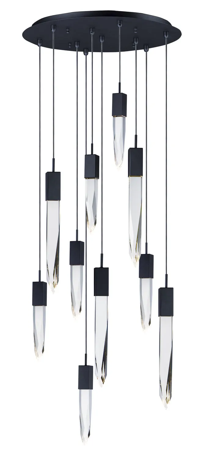 Quartz LED 10-Light Pendant in Black