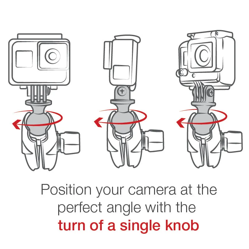 RAM® Double Ball Diamond Plate Mount with Action Camera Adapter