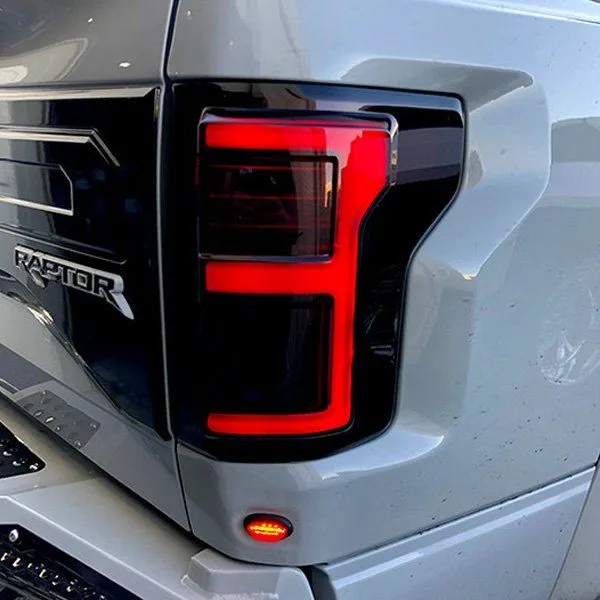 RECON - Fiber Optic LED Tail Lights - Black/Smoked Lens - 2015-2017 F150 / 2017-2020 Raptor