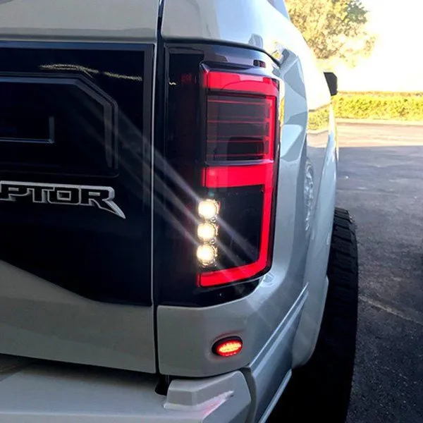 RECON - Fiber Optic LED Tail Lights - Black/Smoked Lens - 2015-2017 F150 / 2017-2020 Raptor