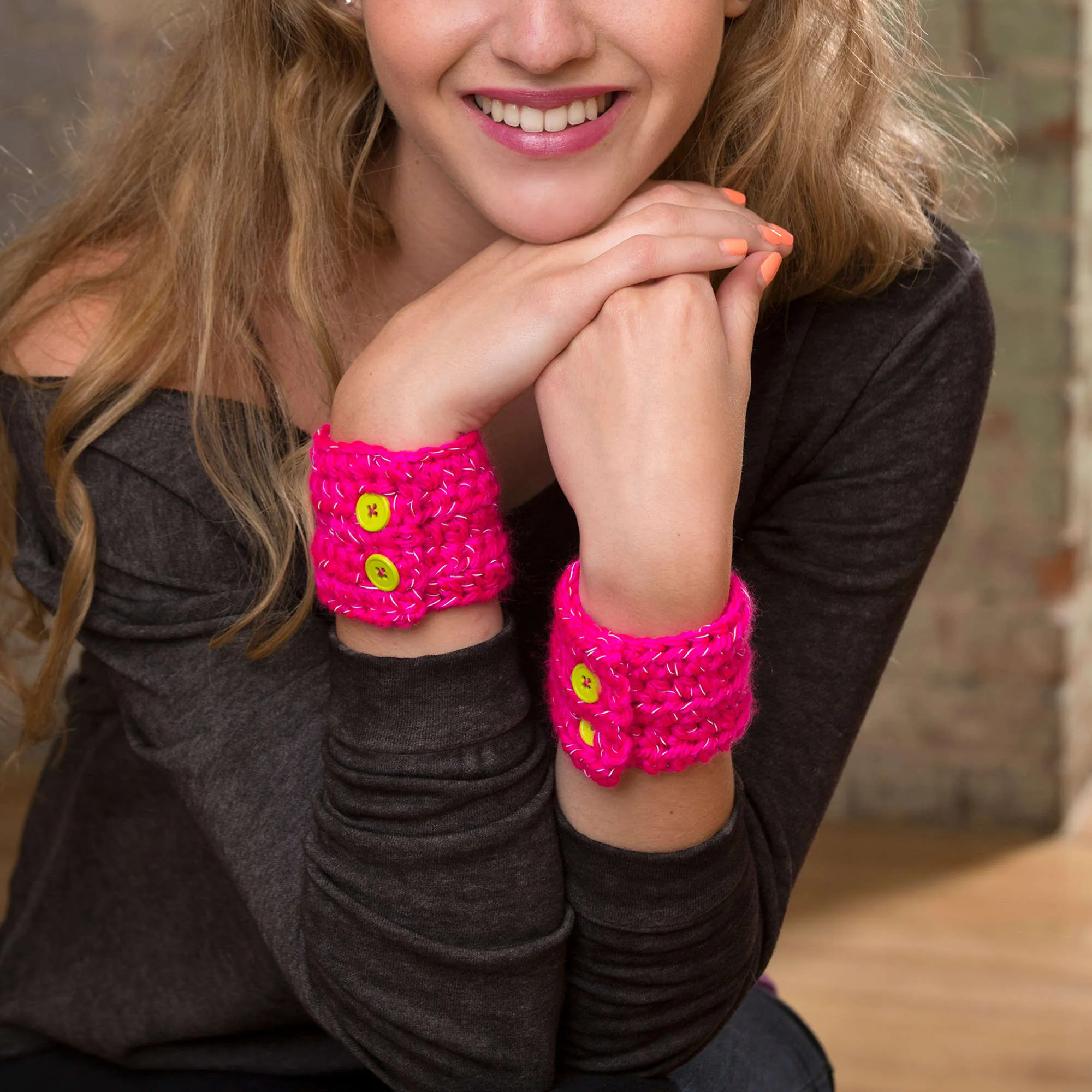 Red Heart Crochet Buttoned Up Cuffs