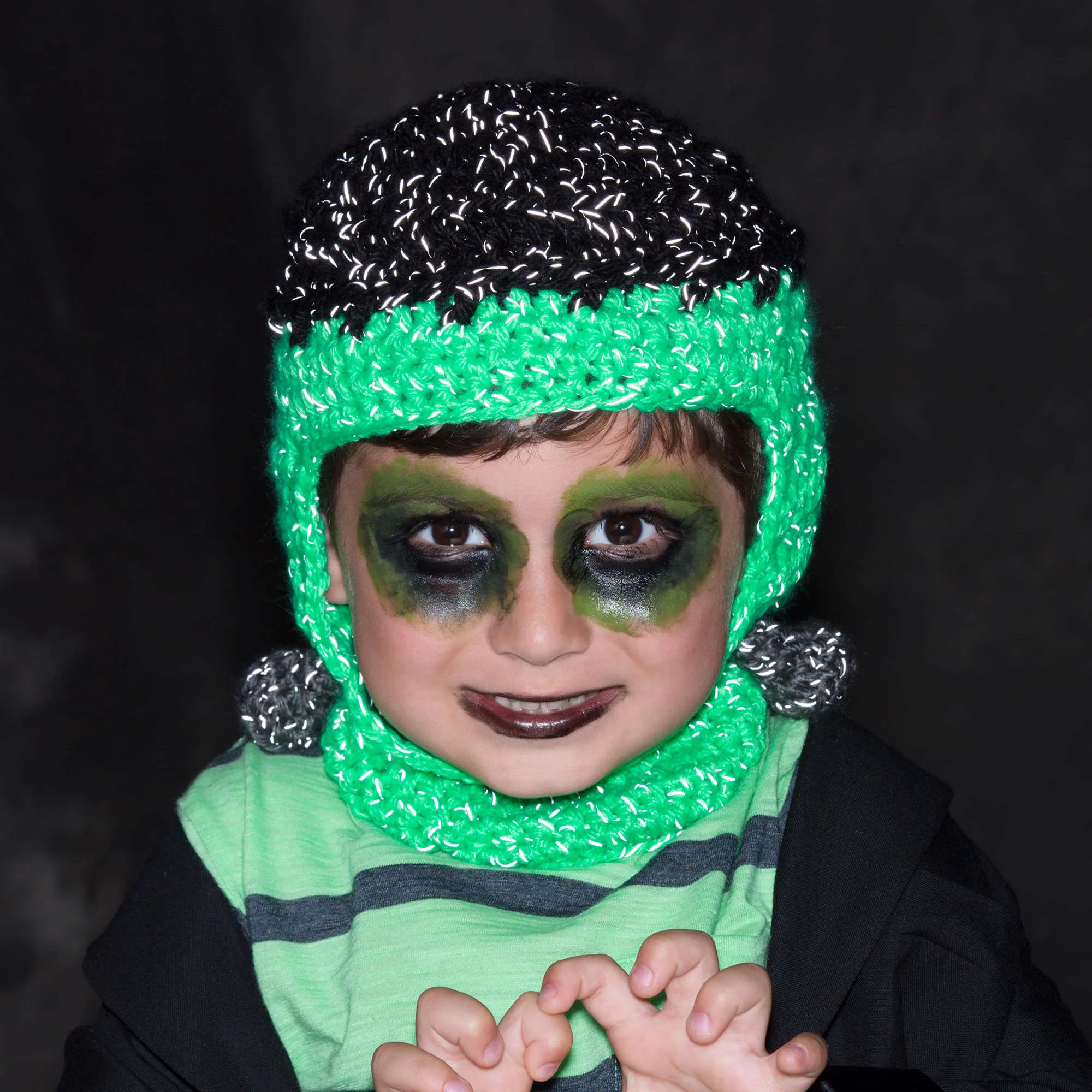 Red Heart Crochet Frankenstein Hat