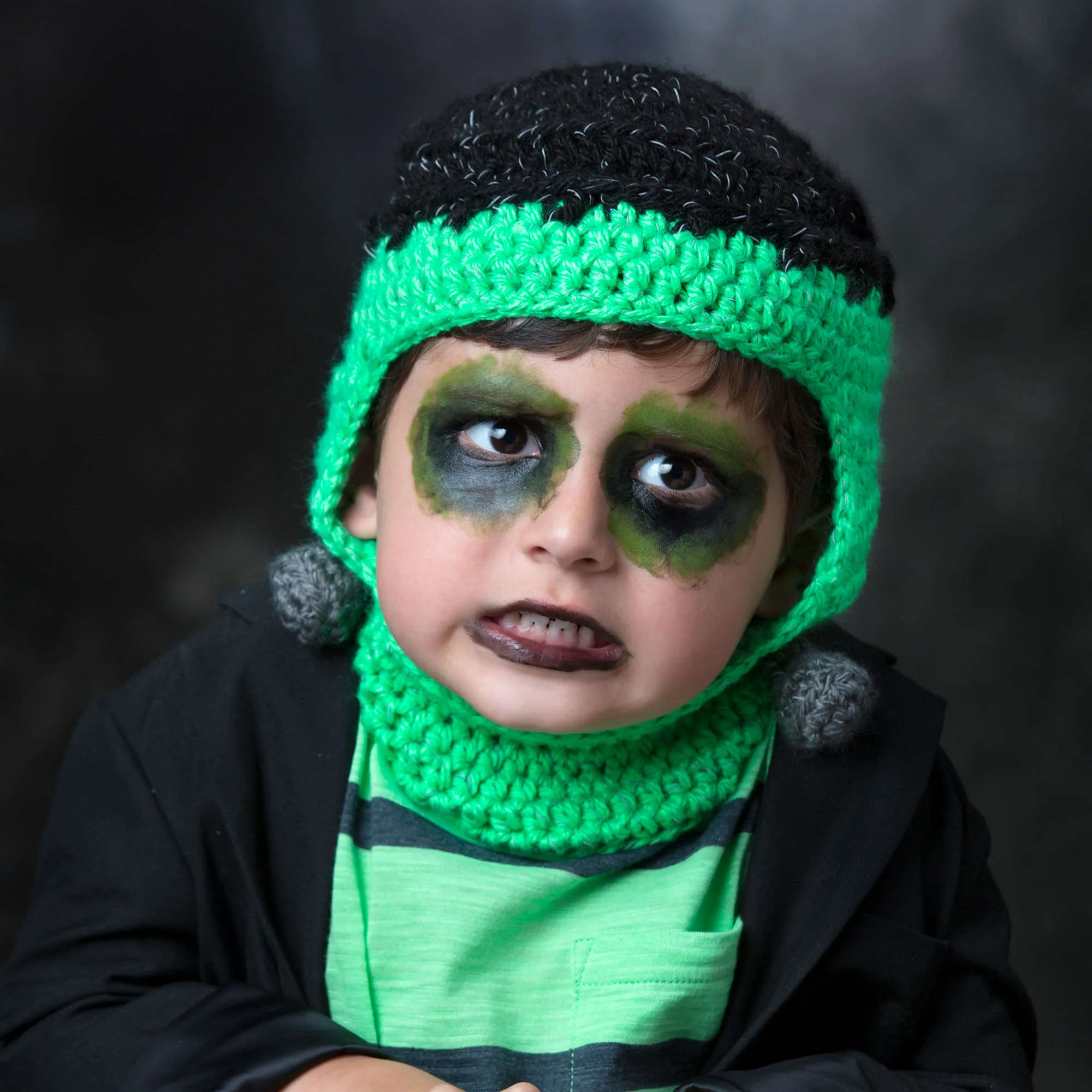 Red Heart Crochet Frankenstein Hat
