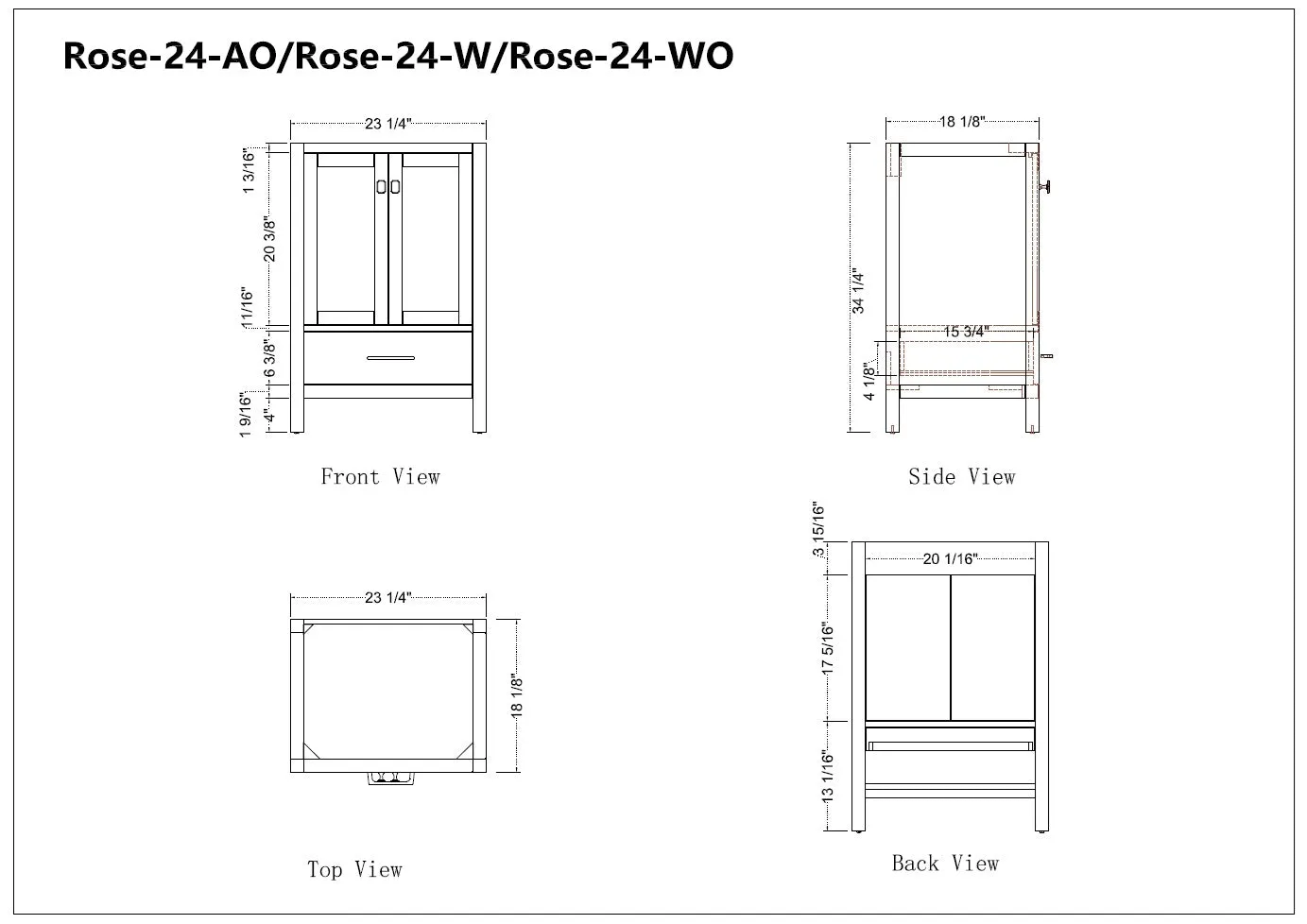 Rose- 24" x 18" Antique Oak , Floor Standing Modern Bathroom Vanity ** PRE ORDER NOW/ ETA:2024-11-29 **