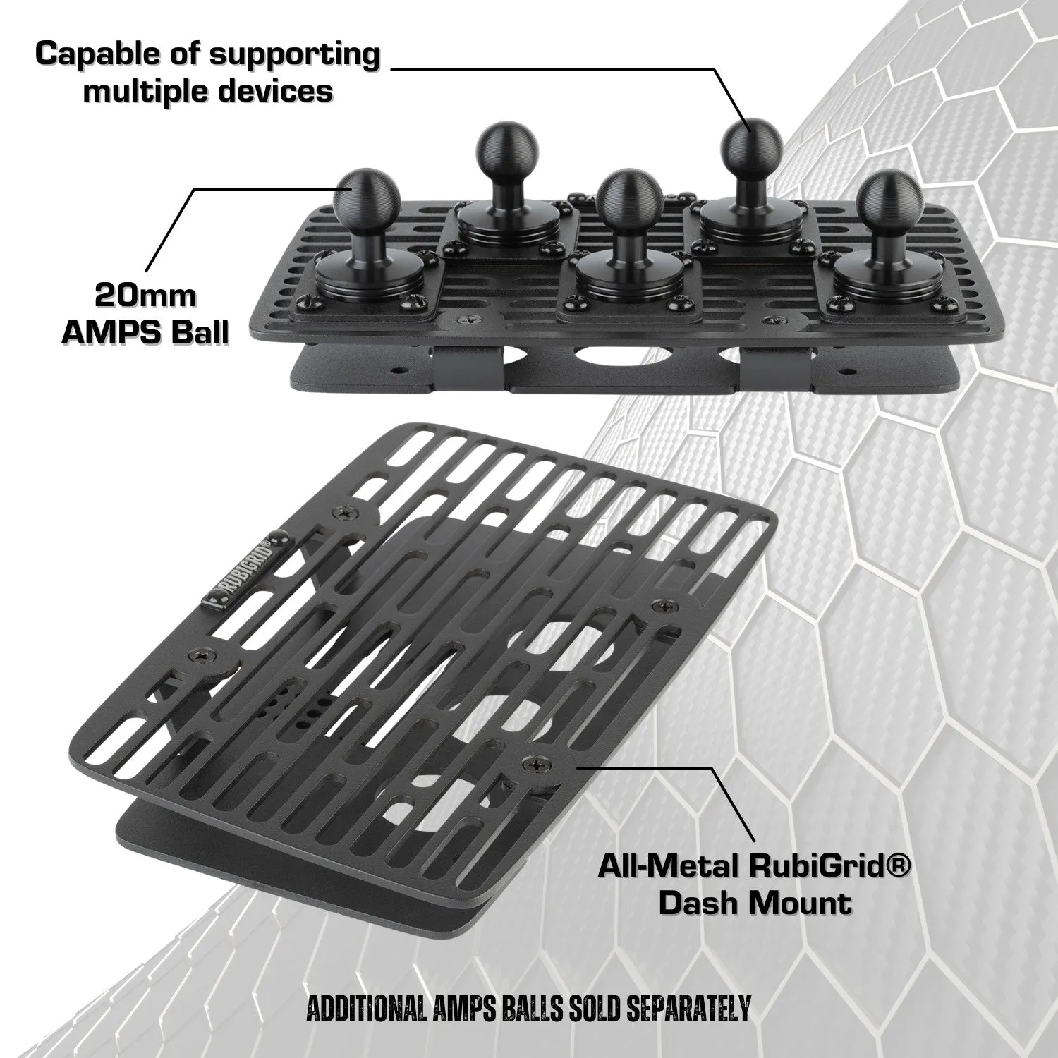 RubiGrid® 2019-2023 Ford Ranger Phone Holder Multi-Device Dash Mount
