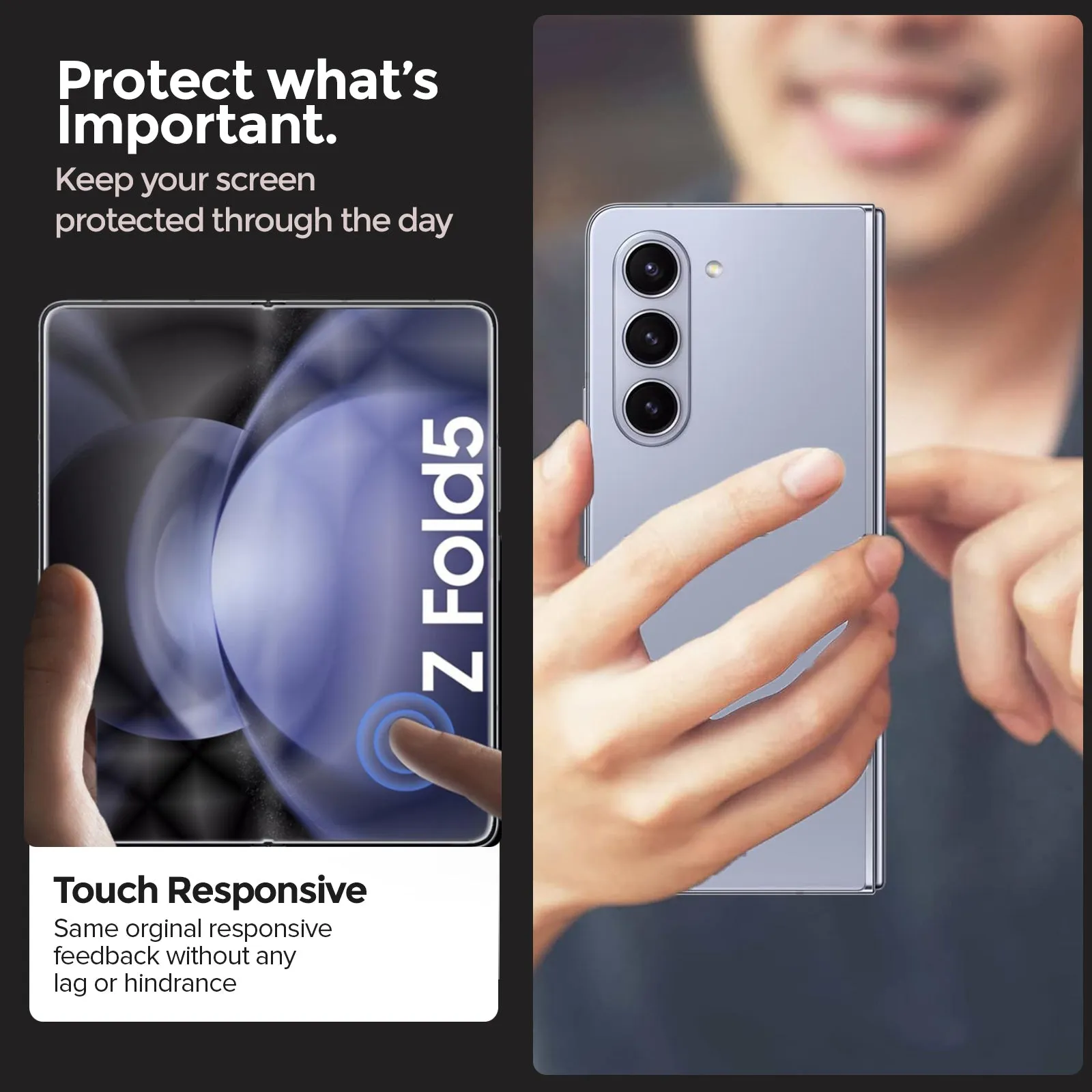 Samsung Galaxy Z Fold 5 Screen Protector | Flexible TPU Film Screen Guard | 2 Pack