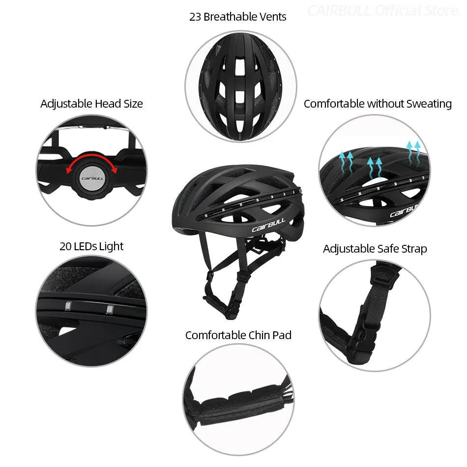 Smart Helmet Female Cycling Helmet Turn Signal Light Fit System In-mold EPS LED Strip Safety Road Bike Helmet Cycling Equipment