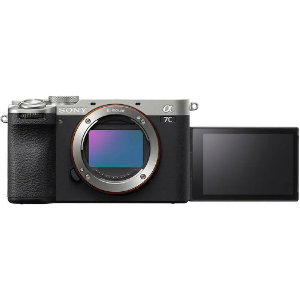 Sony a7C II Mirrorless Camera | Silver Bundle with 64GB Memory Card   Battery and Charger   Screen Protectors   Cleaning Cloth (7 Items)