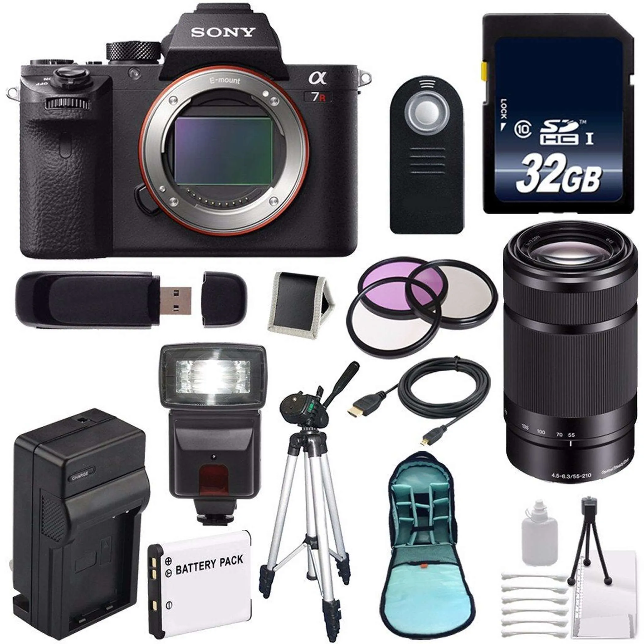 Sony Alpha a7R II Mirrorless Digital Camera (International Model)   Sony E 55-210mm f/4.5-6.3 OSS E-Mount Lens (Black) Complete Bundle