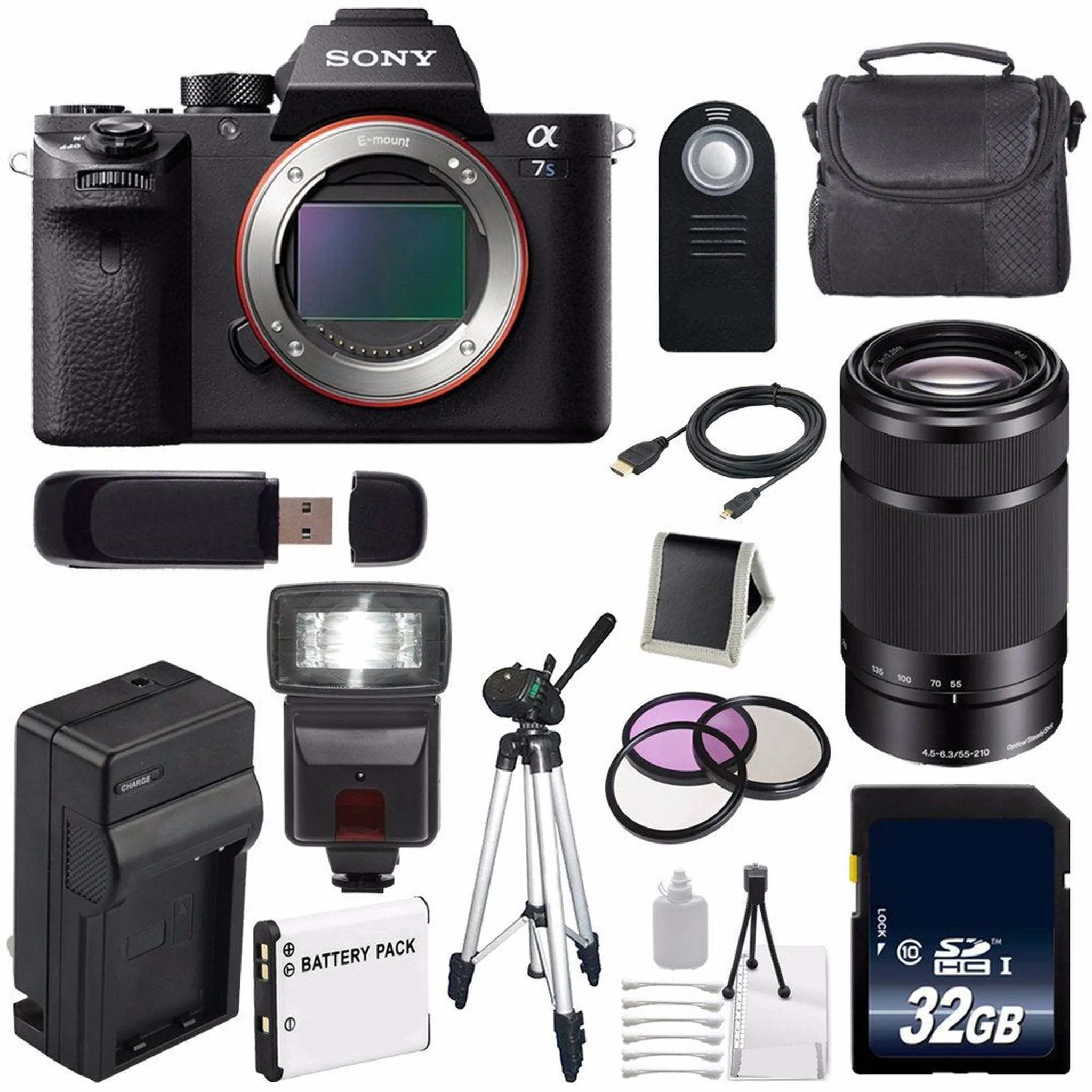 Sony Alpha a7S II a7S Mark II a7SII ILCE7SM2/B Mirrorless Digital Camera (International Model)   Sony E 55-210mm f/4.5-6 Lens Starter Bundle