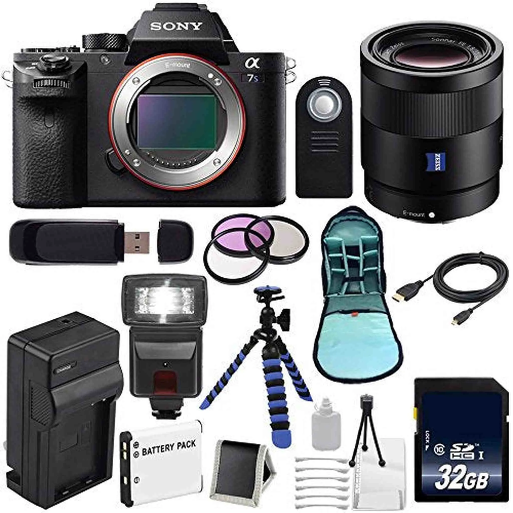 Sony Alpha a7S II a7S Mark II a7SII ILCE7SM2/B Mirrorless Digital Camera (International Model)   Sony Sonnar T FE 55mm Lens Outdoor Bundle