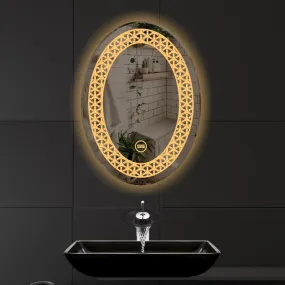Spark Glass Ovel LED Sensor Mirror. (LedColour: White, Warm White, & Mix Light) - (Size:18x24 Inch)