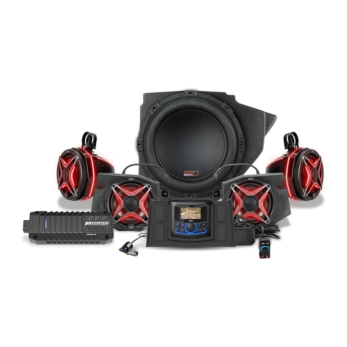 SSV WORKS POLARIS RZR LIGHTED 5-SPEAKER SYSTEM WITH HEAD UNIT