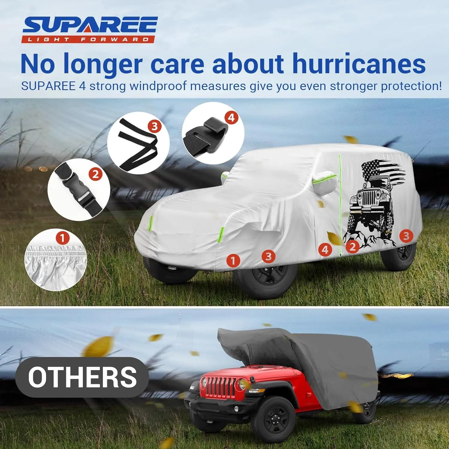 Suparee New Jeep Cover Waterproof for 2007-Later Wrangler JK JL 4 Door