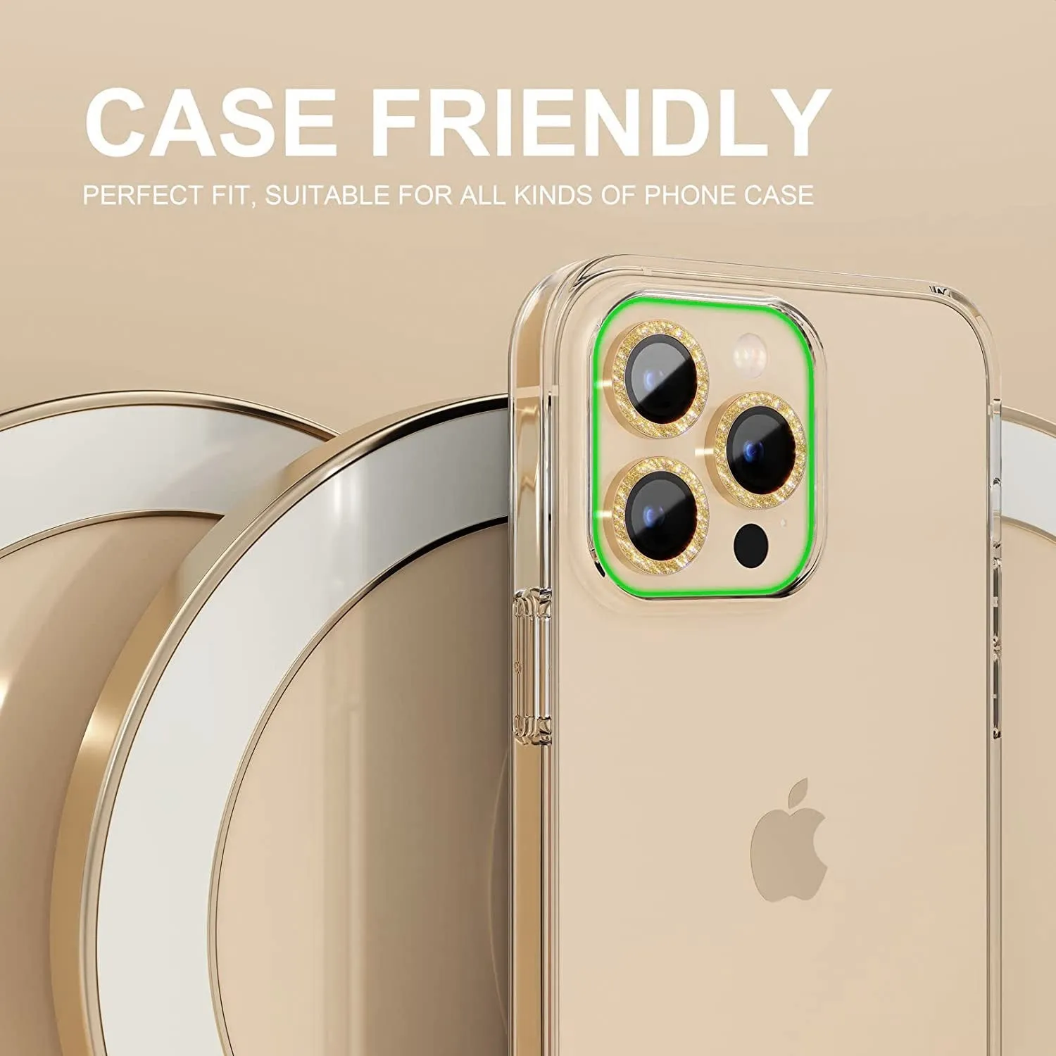 Tough On iPhone 13 Pro / 13 Pro Max Rear Camera Lens Diamond Gold