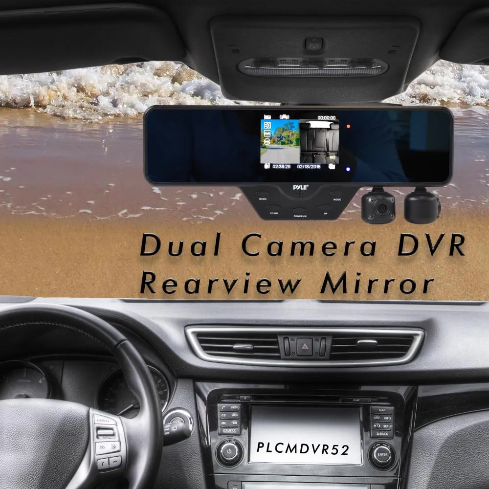 Upgraded Pyle Dual Dash Cam Car Dvr, Hd 1080P, 3.5" Lcd Display, Loop Recording, Night Vision Led, 120 Degree Wide-Angle Lens, Front & Rear View Reverse Parking, Night Vision, Waterproof, Adjustable (Plcmdvr52)