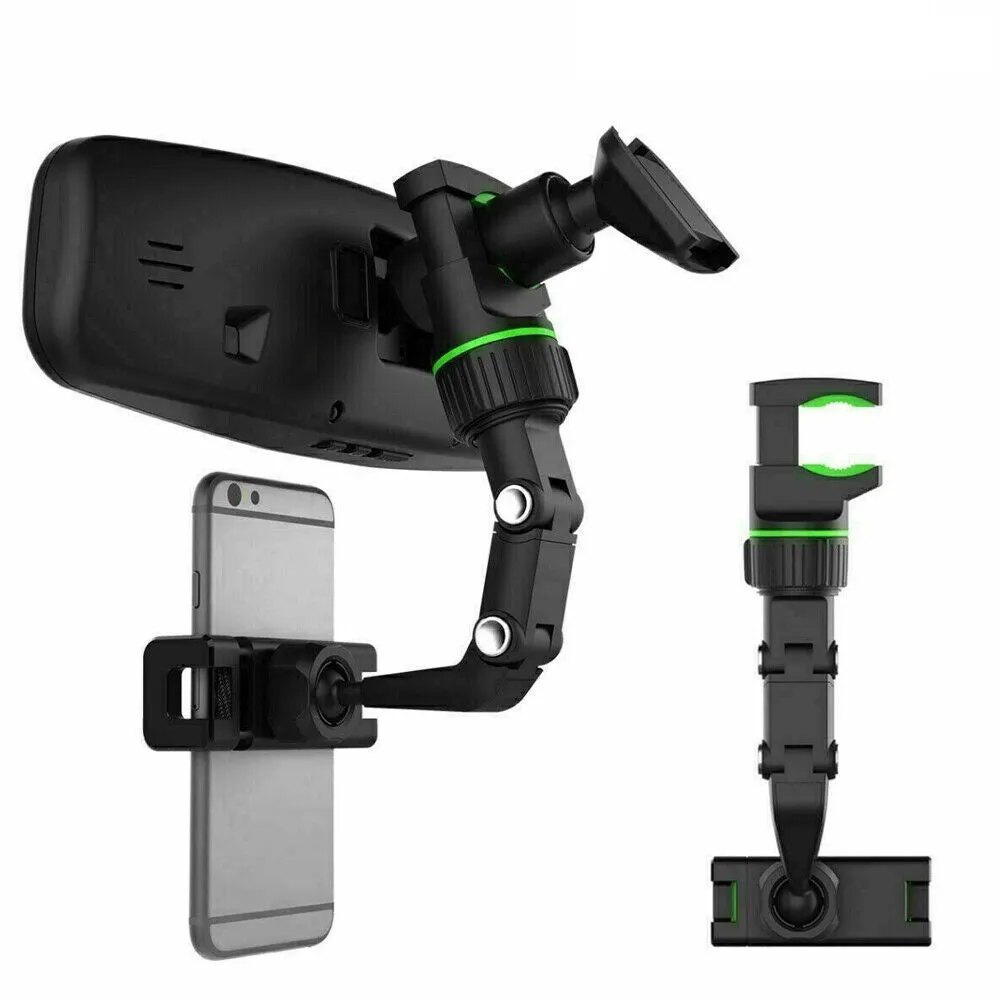 US 2-4 Multi-function Mirror Phone Holder Mount Car Rearview Rotation Adjustable